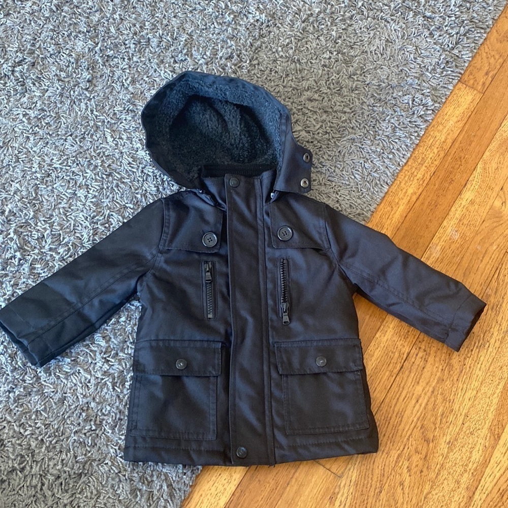 Urban Republic Baby Boy Faux Fur Lined Ballistic Parka Black Size 12 Months